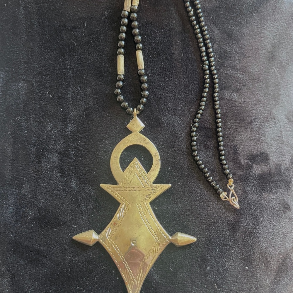 Silver and Black Moroccan Pendant Necklace